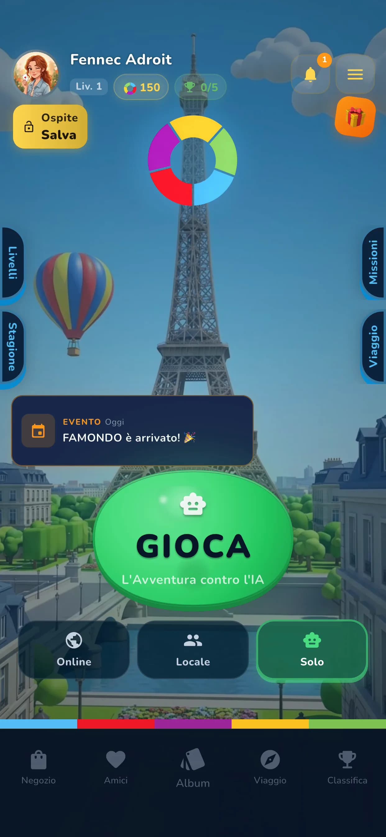 App — schermata iniziale