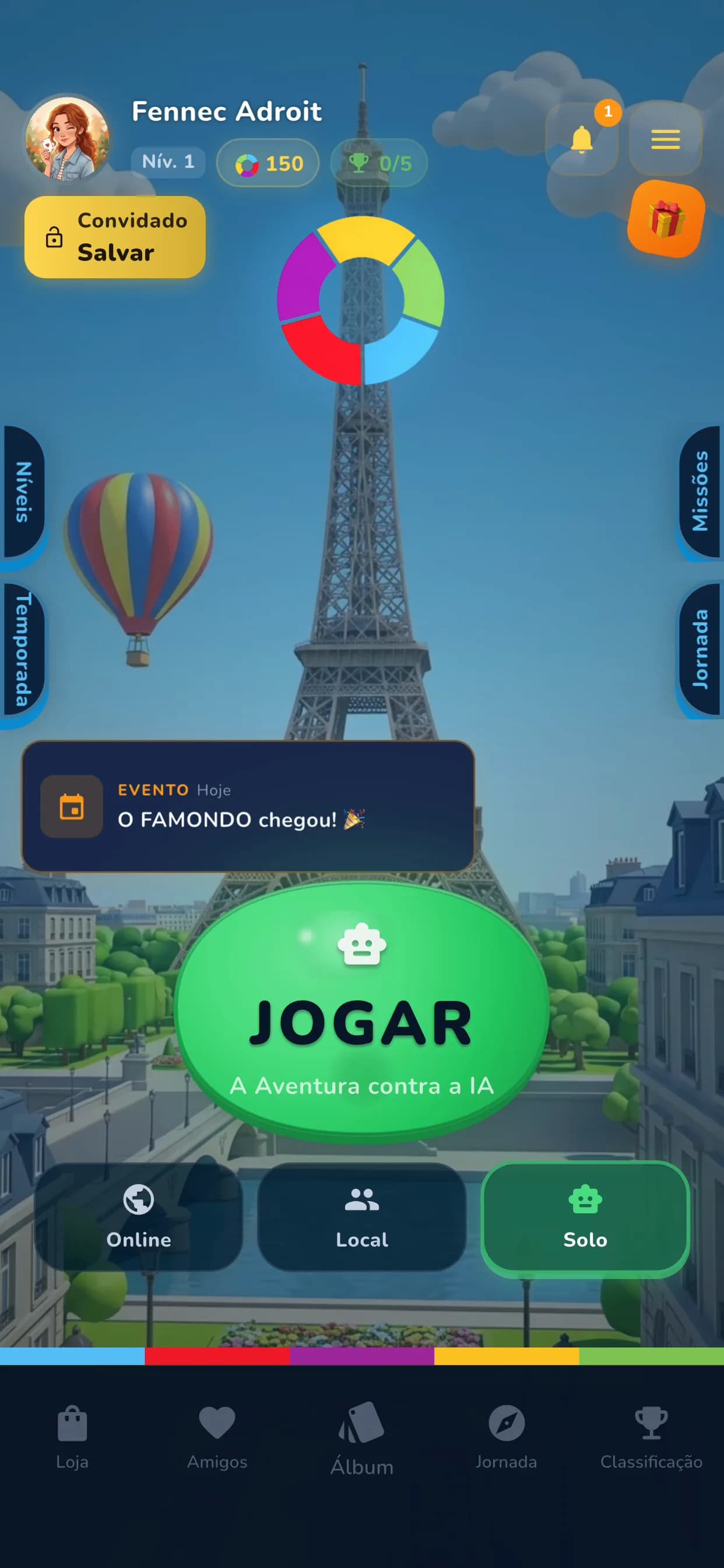 App — ecrã inicial