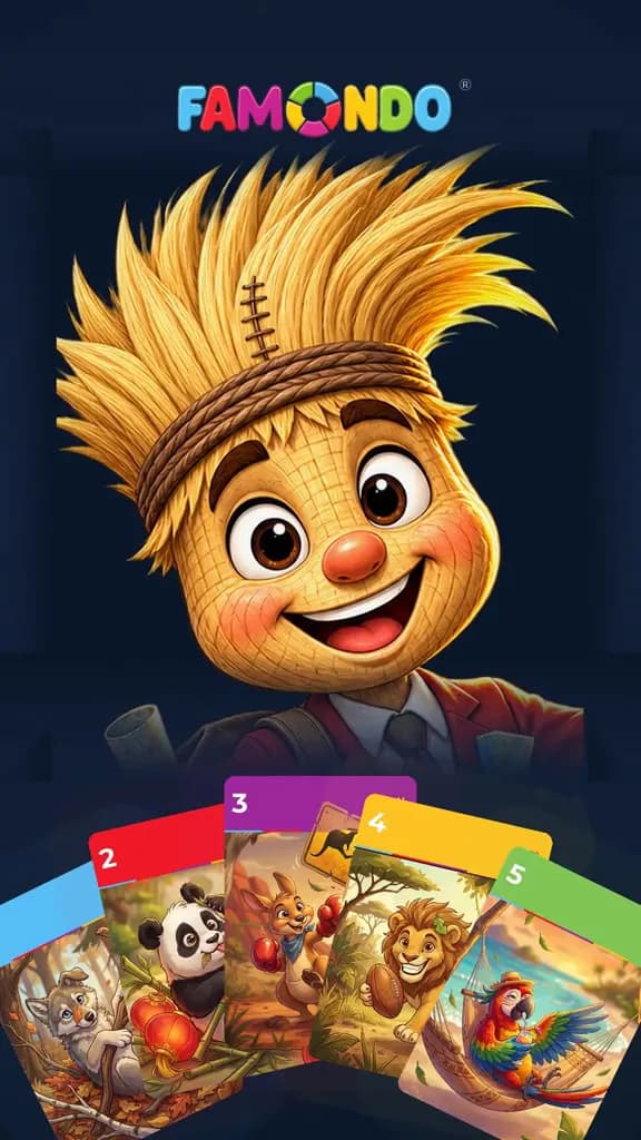 Preview of the FAMONDO TikTok video: the mascot introduces the card game